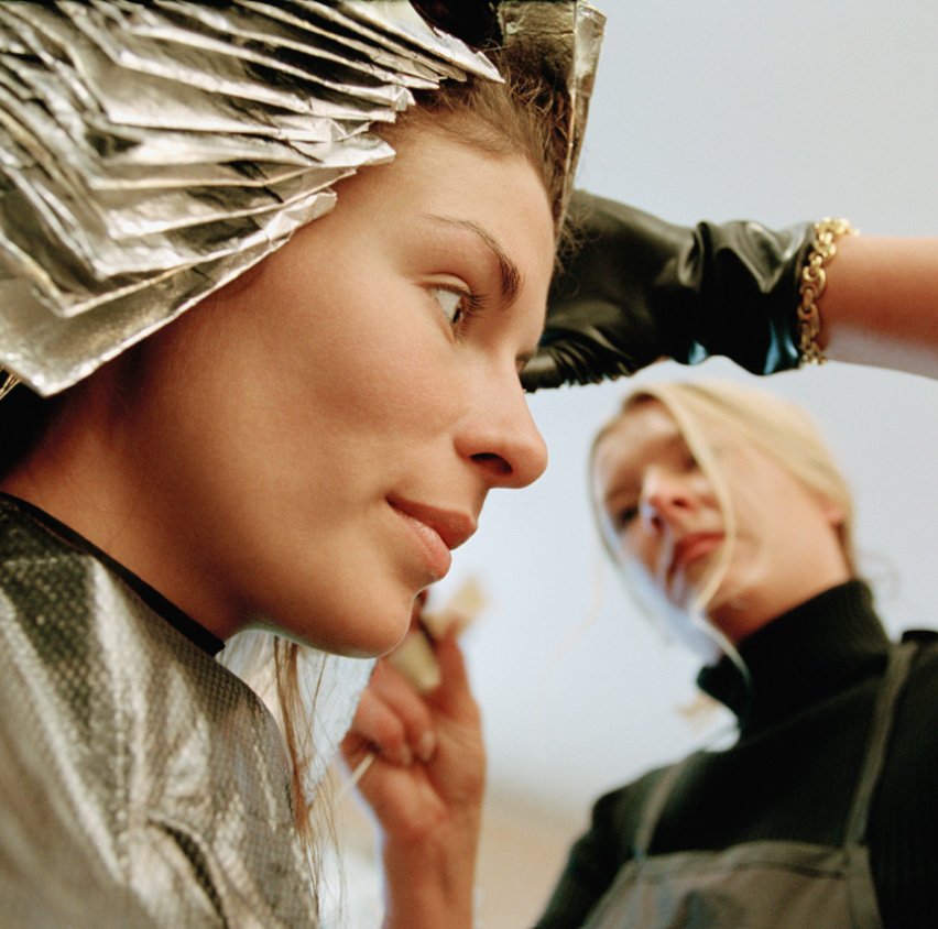 Professional hair coloring service at Luci Luna Beauty Salon in Downtown Dubai